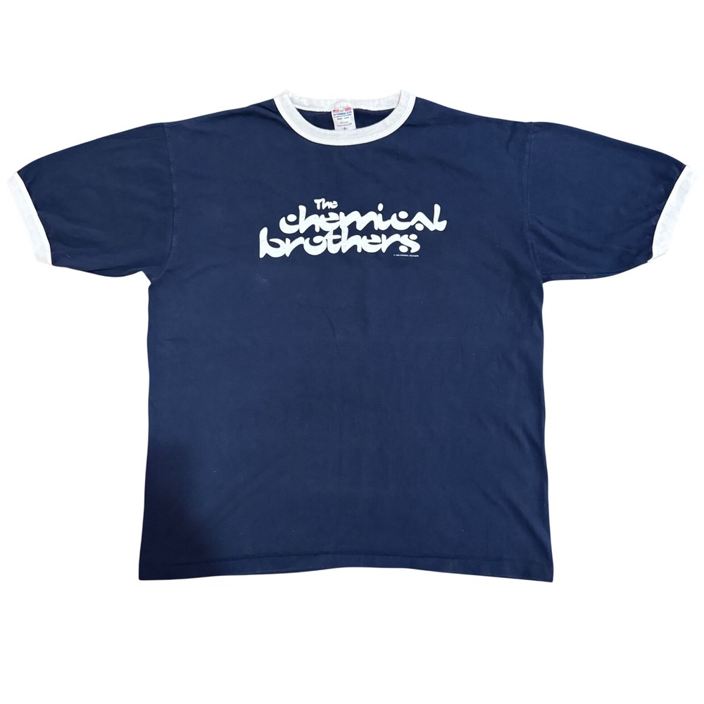 Vintage 1996 The Chemical‎ Brothers Ringer T-Shirt Navy Blue XL Single Stitch